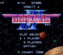 Graidus III titlescreen running on ZSNES v.800a