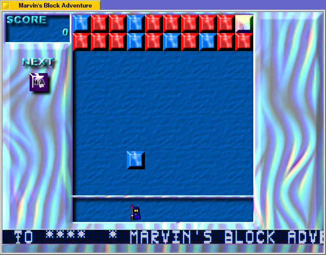 The beginning, whenever Marvin has just shot a blue block.
